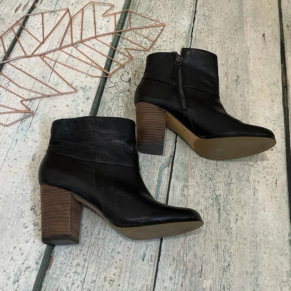 Quad Comfort 7.5 black ankle boots leather neutral minimalist Womens zipper - Picture 2 of 10
